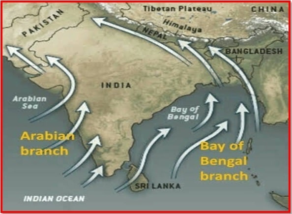 दक्षिणी-पश्चिमी मानसून की बंगाल की खाड़ी शाखा